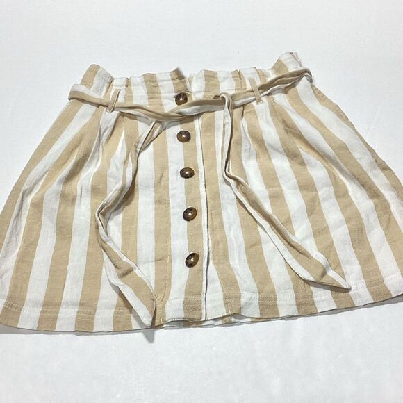 Hollister Dresses & Skirts - Hollister Mini Skirt Striped Button-Front Lined Belt Ultra High Rise S
